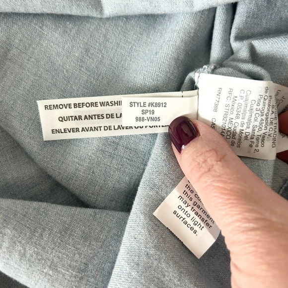 NEW Madewell Denim Puff-Sleeve Tie Back Swing Shirt in Hawes Wash Cotton Size XL - Picture 6 of 6